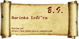 Barinka Izóra névjegykártya